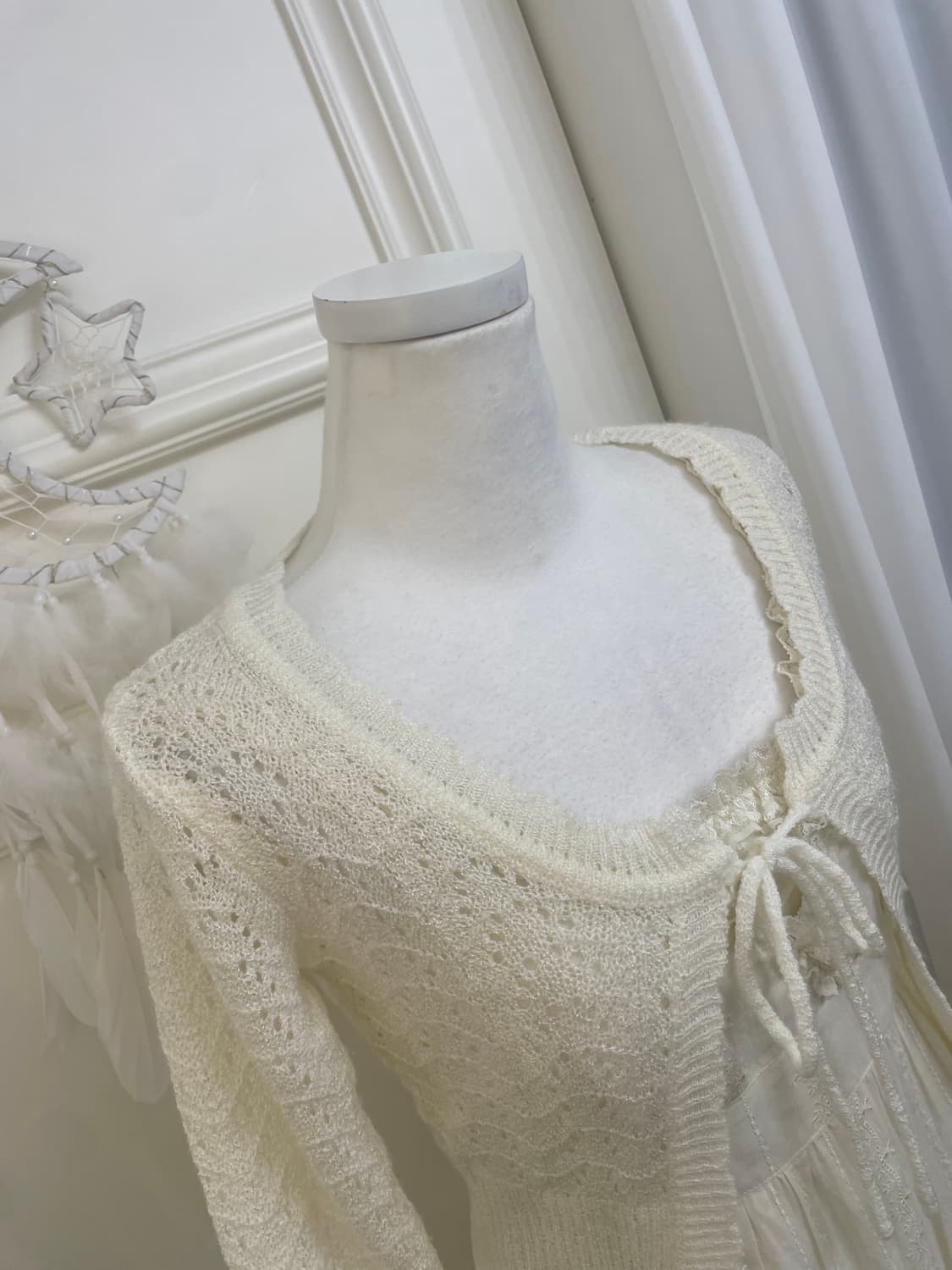 ivory bow crochet cardigan&ivoey lace em 상품이미지5