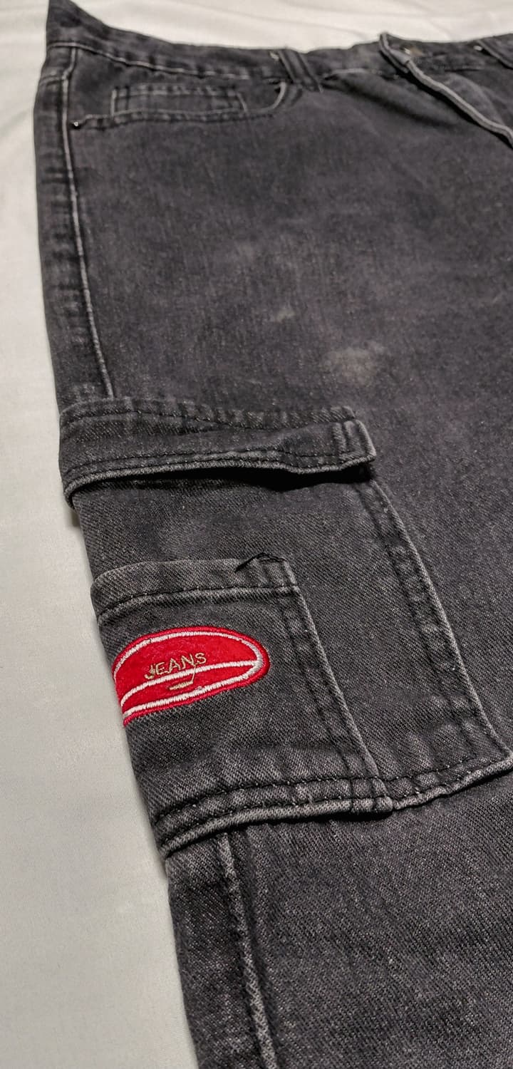 [M] MANFINITY 블랙 카고 데님 팬츠 / 스트릿 와이드 청바지 상품이미지3