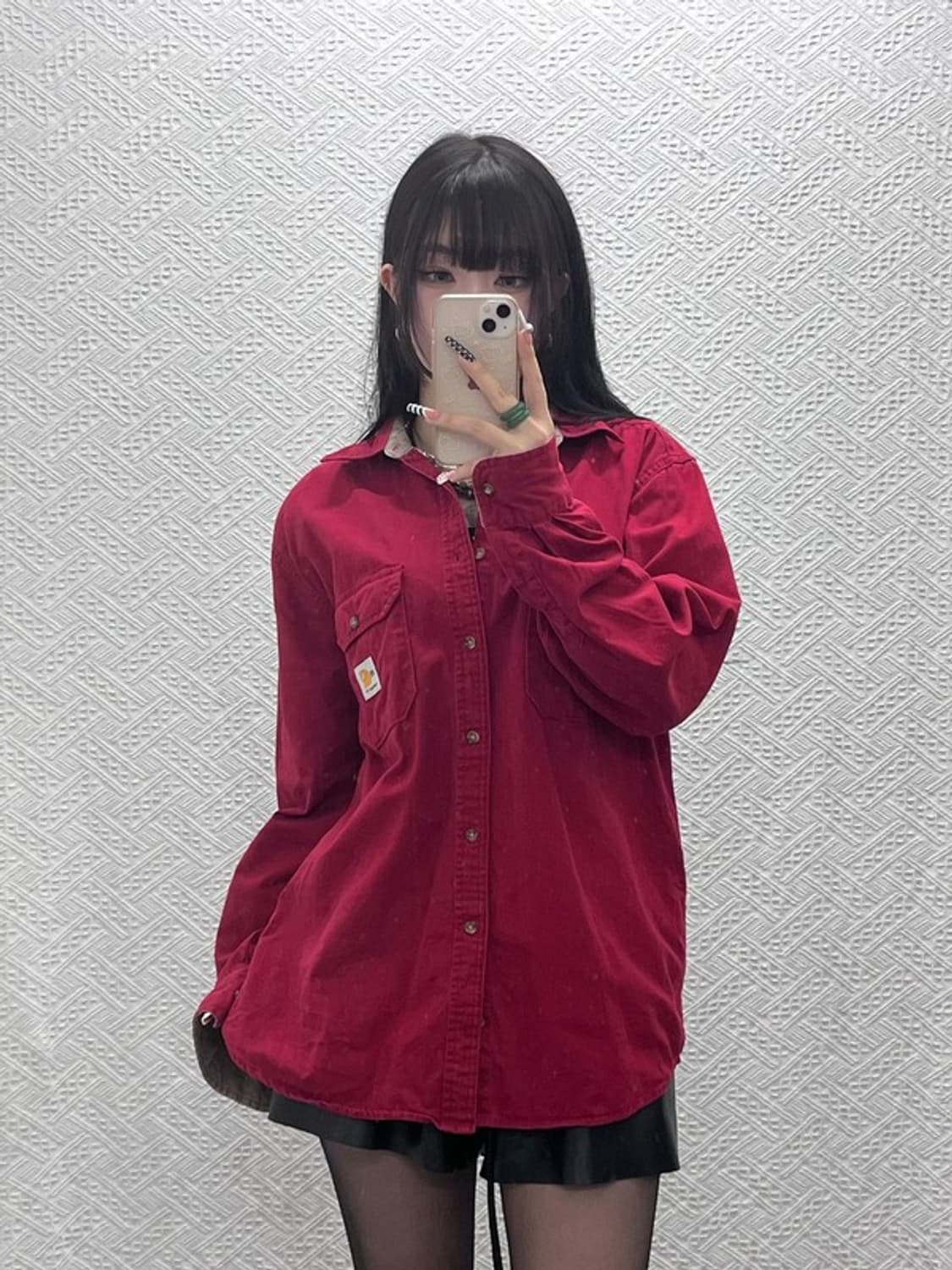 칼하트 FR 올드스쿨 레트로 빈티지 버건디 워크 셔츠 L C10188 상품이미지1