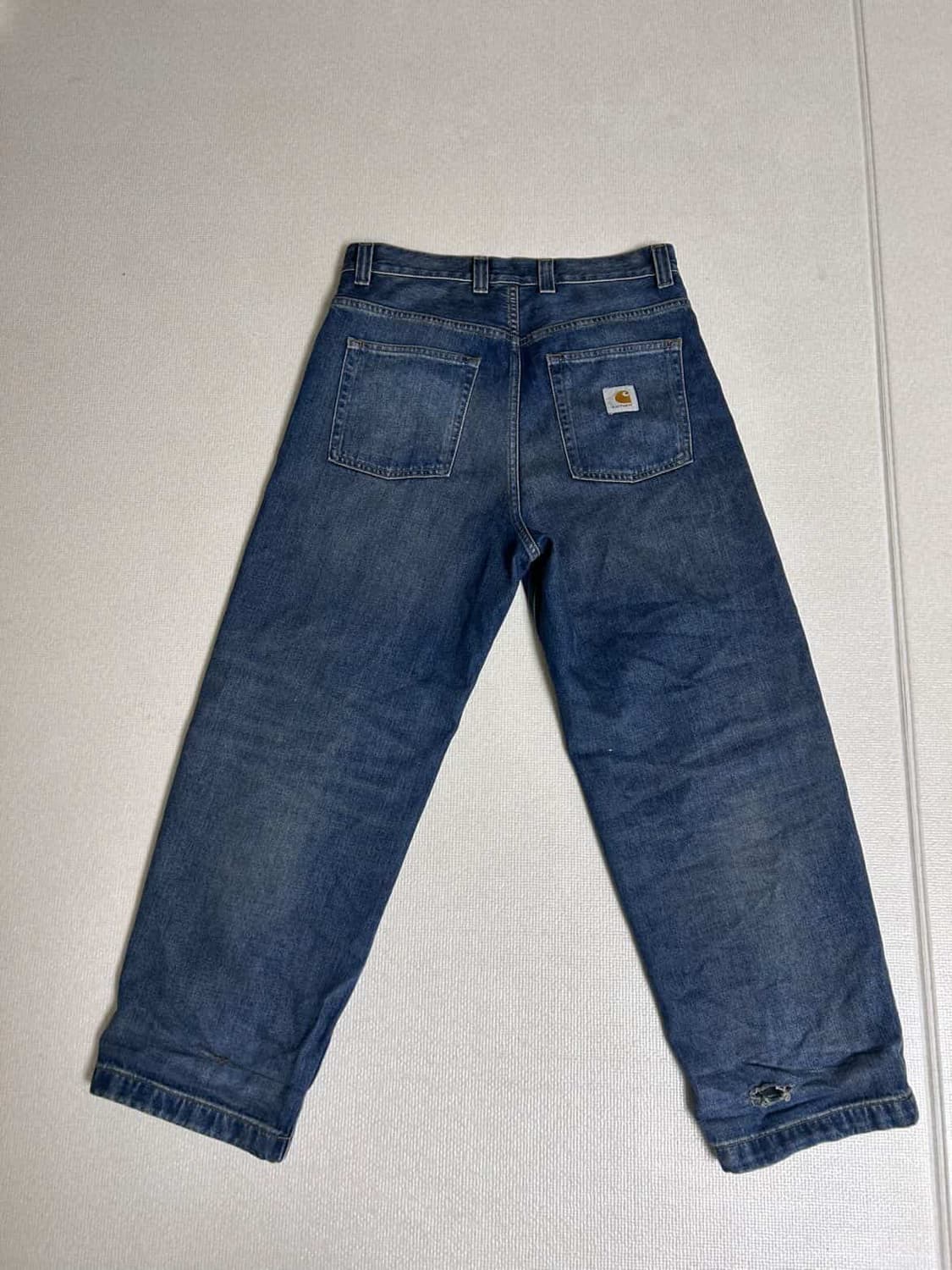 칼하트 브랜든 팬츠 스미스 블루 원 유즈드 워시 S 상품이미지2