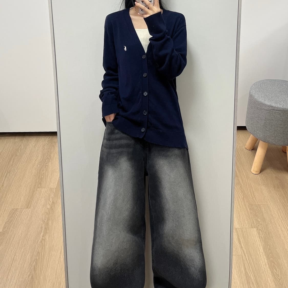 폴로 랄프로렌 화이트 포니 네이비 니트 가디건 상품이미지1