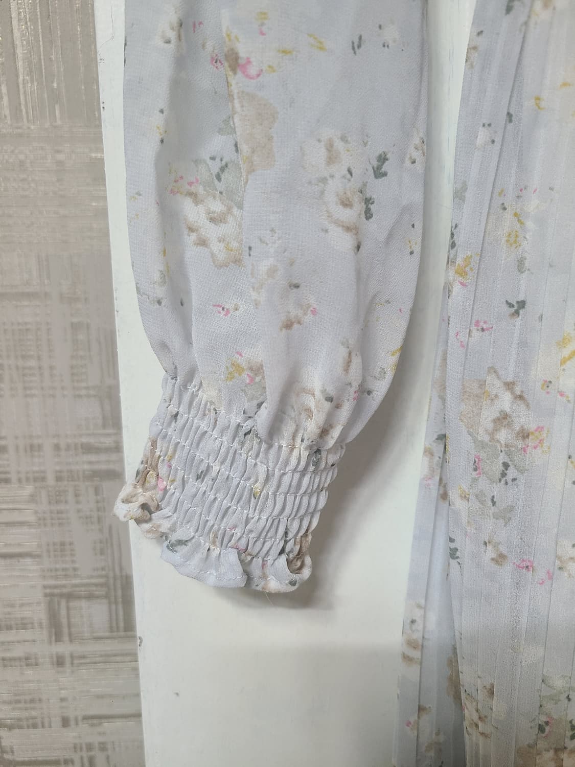 하늘색 플라워 플리츠 쉬폰원피스 상품이미지3