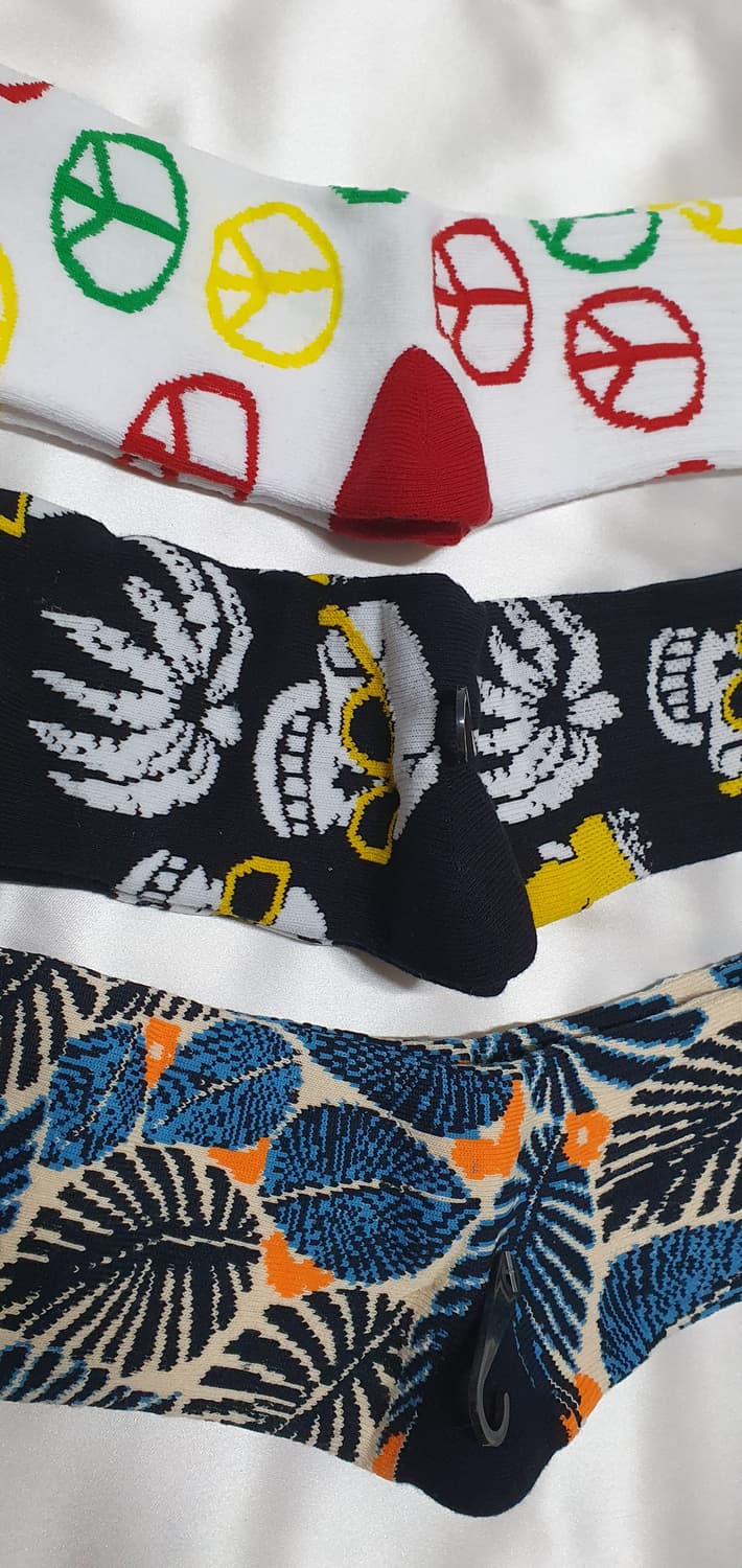 화이트 블랙 블루 반스 도트 해골 야자수 나무잎 양말 상품이미지3