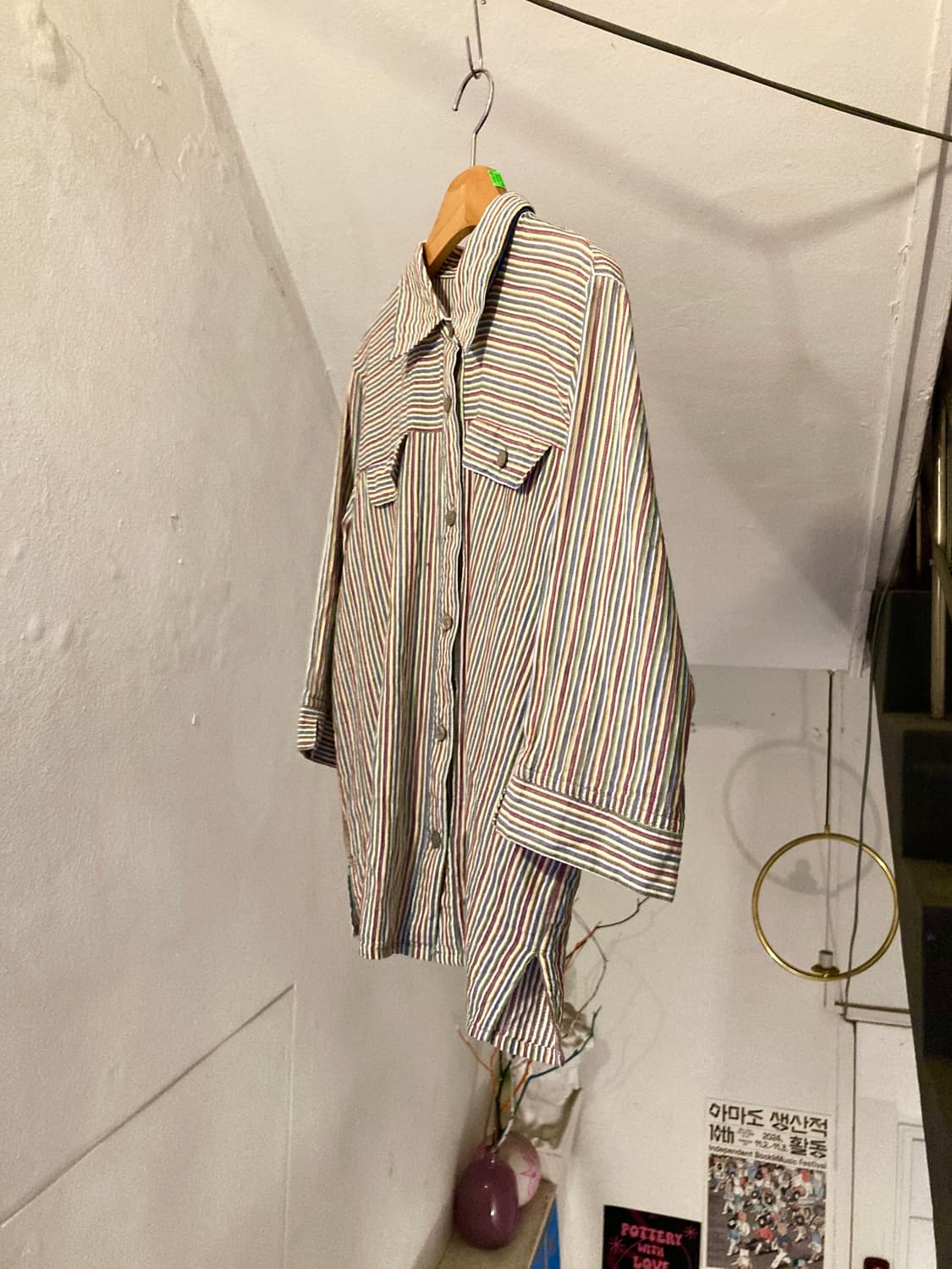 리넨 스트라이프 투포켓 셔츠 상품이미지4