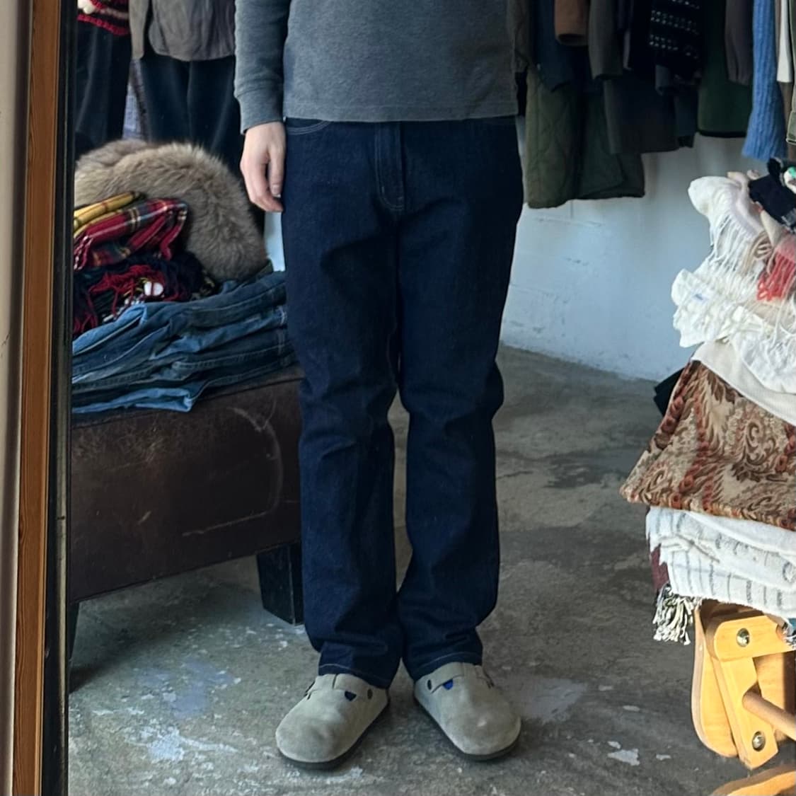 (착용컷) BACK NUMBER 데님 팬츠 (남성용 34-35) 상품이미지3