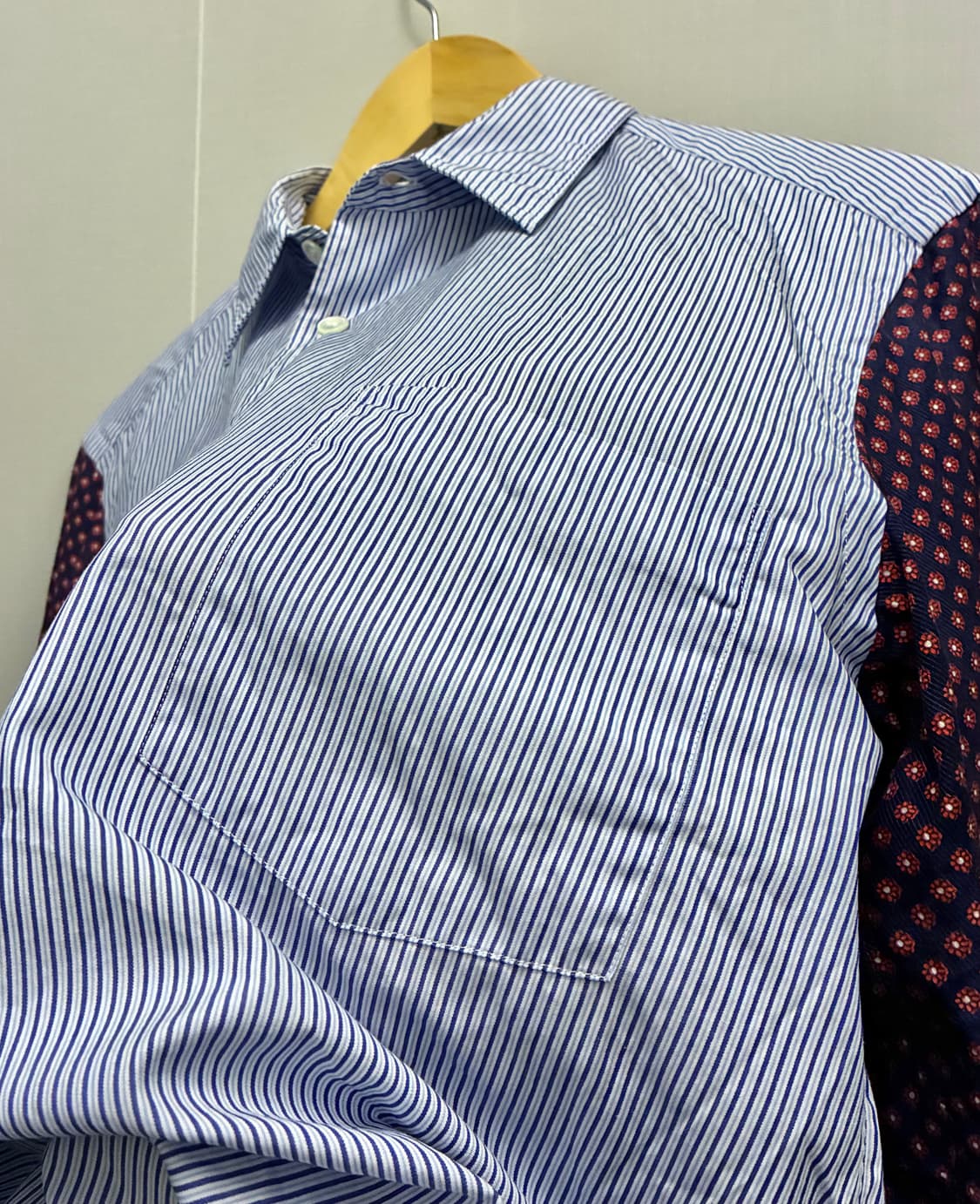 (M)09s 꼼데가르송 옴므 스트라이프 플라워 패치워크 셔츠 상품이미지5