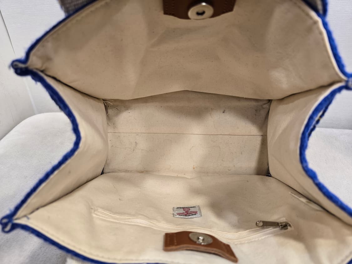 해리스 트위드+오쏘몰 블루 체크 타탄 울 토트백 상품이미지10