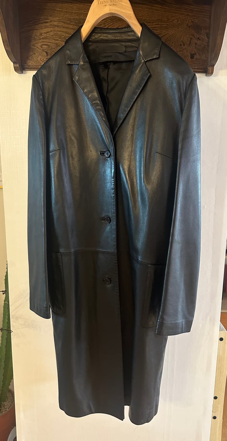 구호 KUHO 블랙 가죽 코트 (44) 상품이미지1