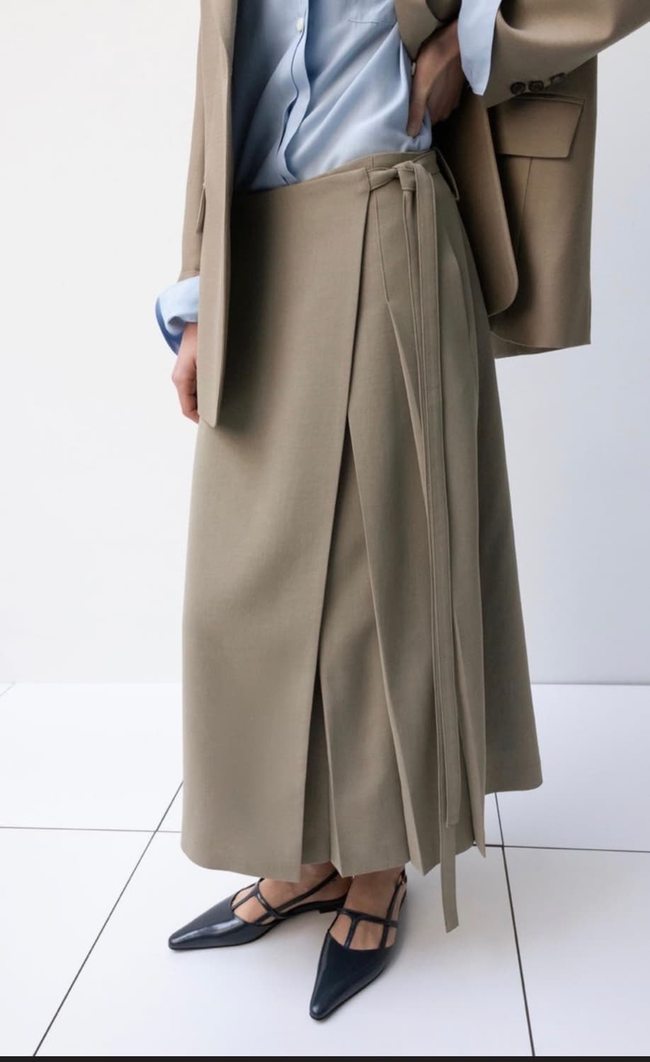 M) 오르 ORR 랩 타이드 스커트 카키베이지 상품이미지7