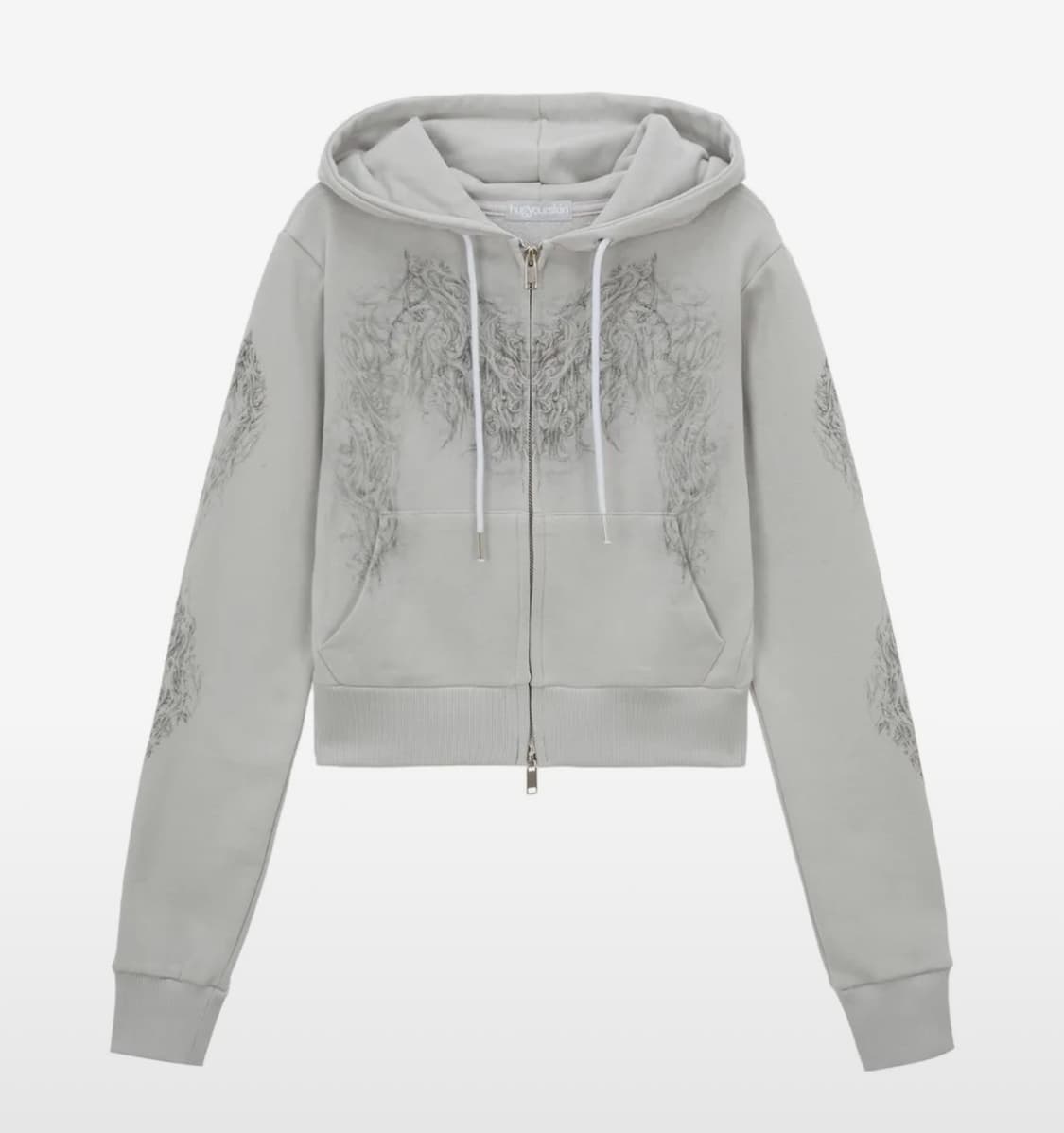 허그유어스킨 skully crop hood jip-up 스컬리 후드 집업 상품이미지1