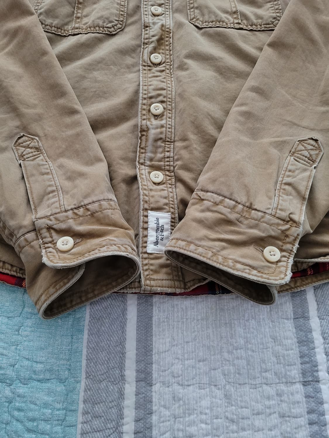 아베크롬비 Abercrombie 워크웨어 체크안감 셔츠형 자켓 XL 상품이미지4