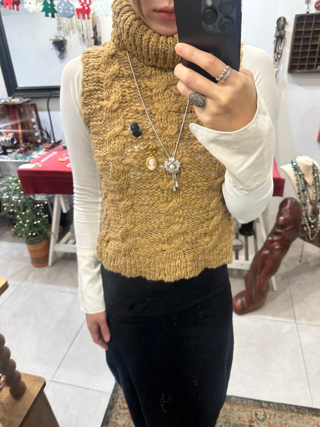 Vintage pearl bolo tie✨ 상품이미지5