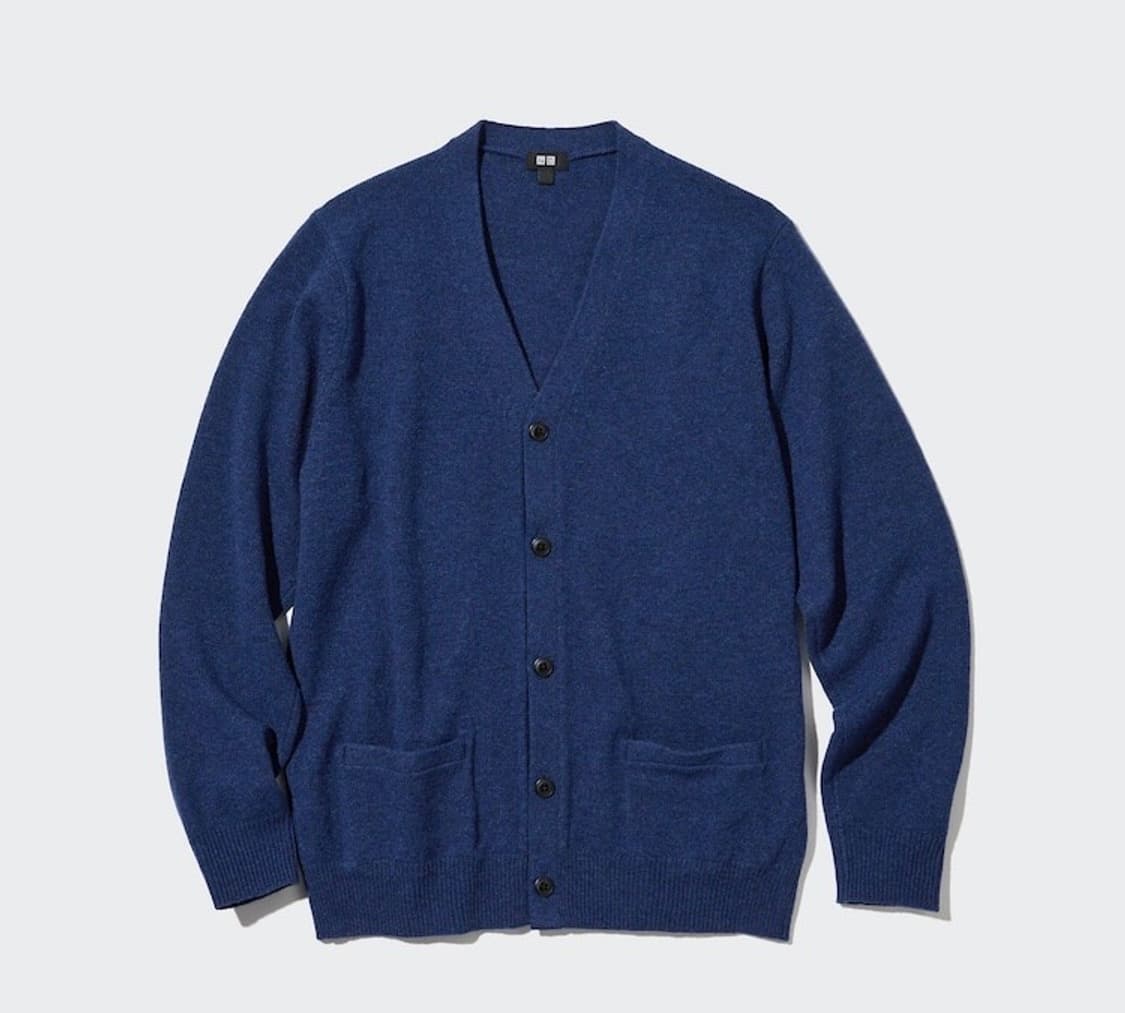 유니클로 V넥 램스울 가디건 블루 M 상품이미지1
