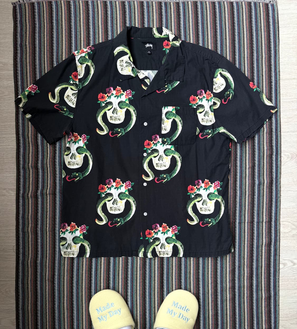 스투시 스컬 오픈카라 셔츠 상품이미지3