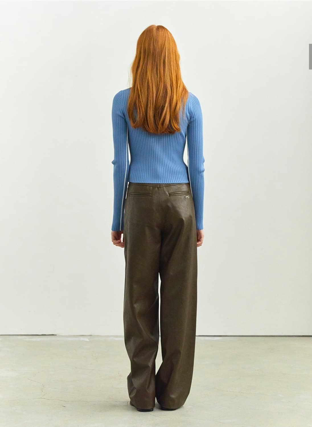 마리떼 W SLIMFIT RIBBED ZIPUP CARDIGAN blue 상품이미지2