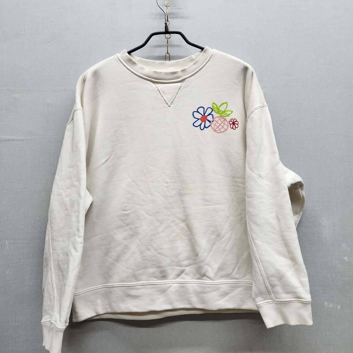 아디다스 플라워 빈티지 로고 오버핏 맨투맨 XS(XL) 상품이미지1