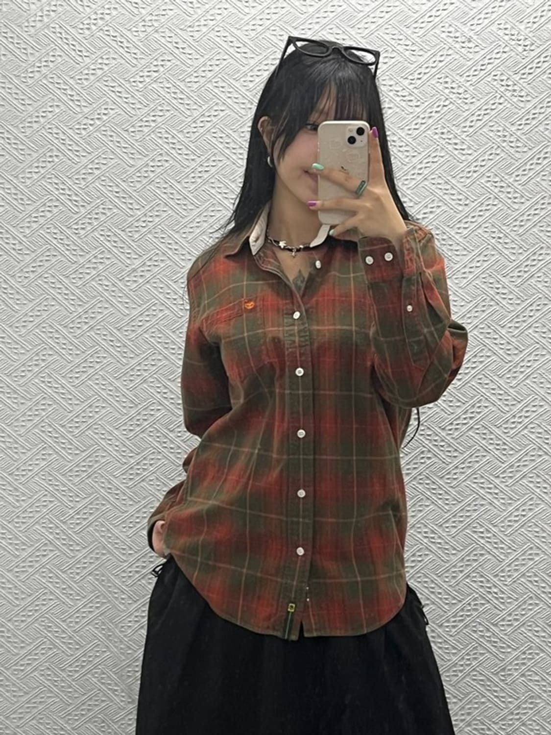 팀버랜드 빈티지 내추럴 홀리데이 체크 셔츠 S C06647 상품이미지1