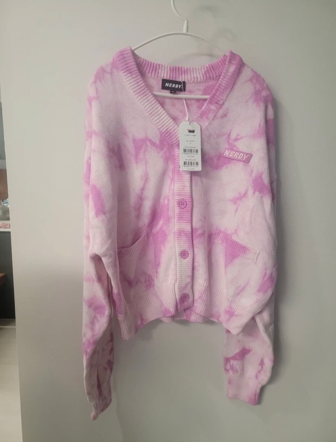 택달린새상품 NERDY 널디 크롭 가디건 라이트 퍼플 M 상품이미지4