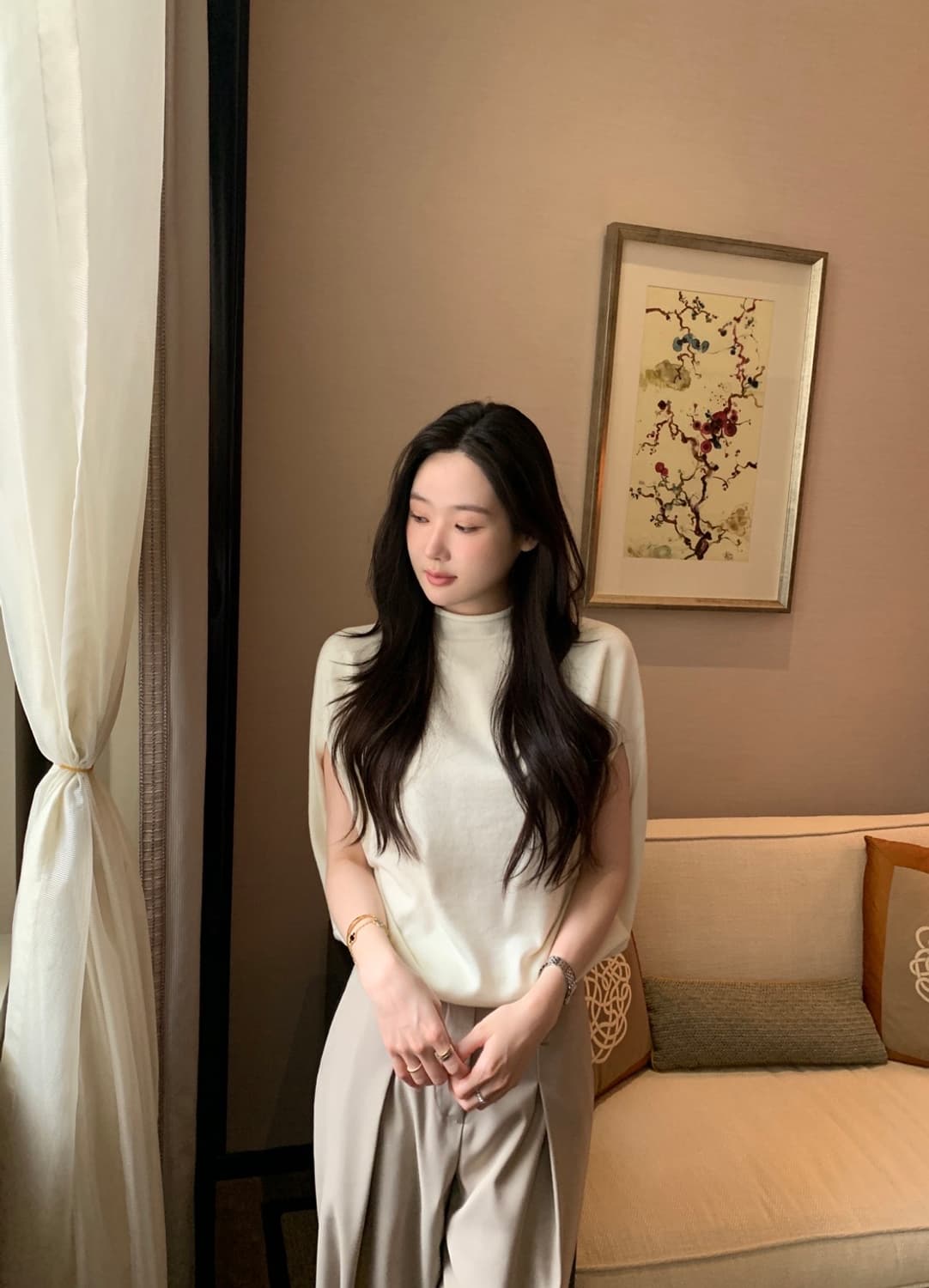 오브제스트 Clean Veil Knit Cape - Ivory 상품이미지3