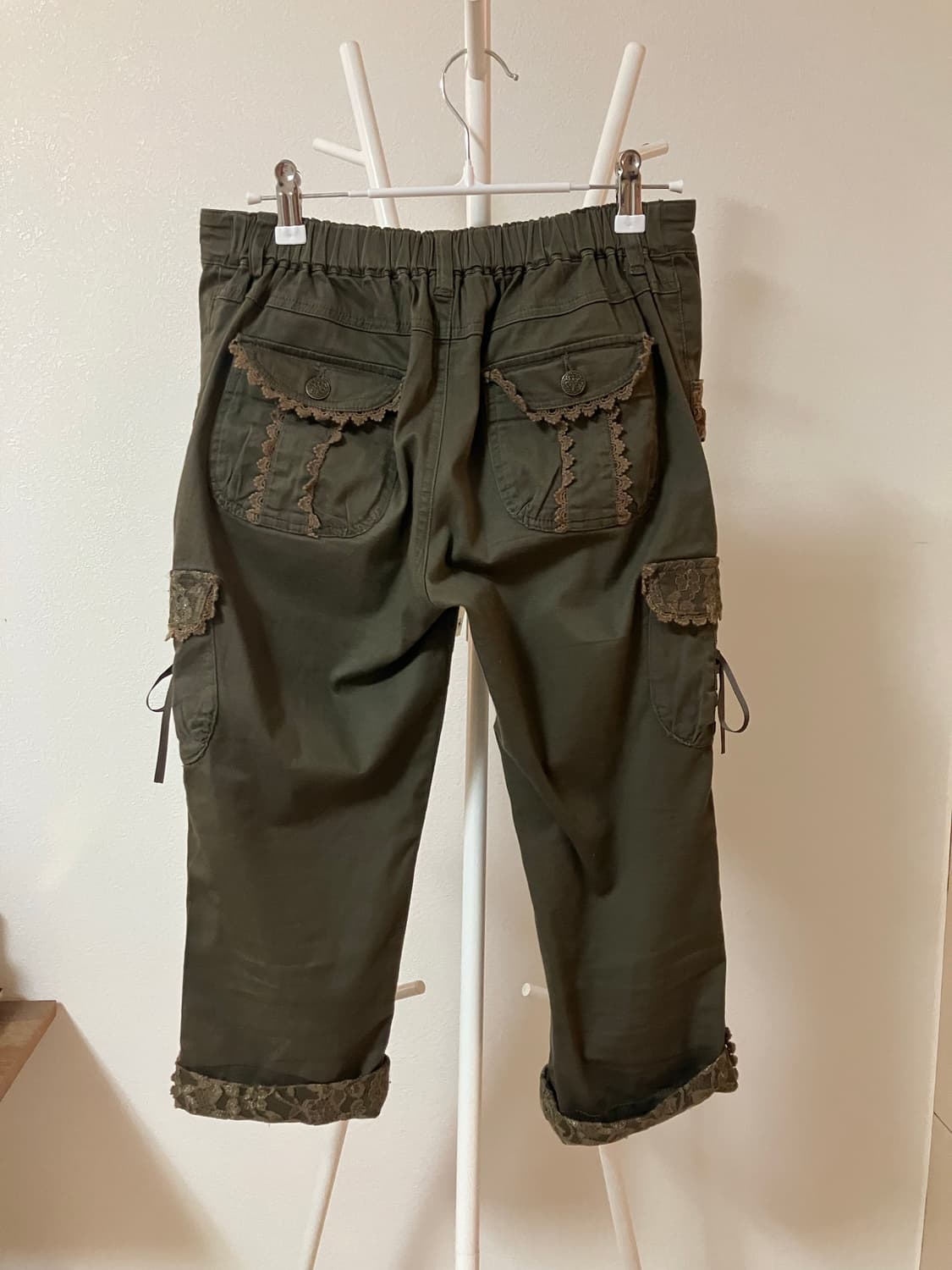 엑시즈팜 레이스리본디테일 면바지 7부바지 카프리팬츠 상품이미지2