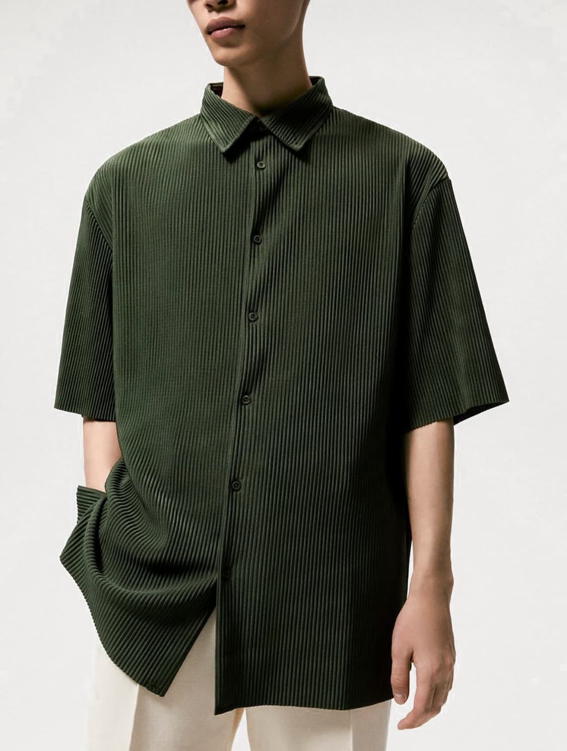 [[새상품, XL(실 XXL)] 자라(ZARA) 플리츠 반팔 셔츠@673 상품이미지2