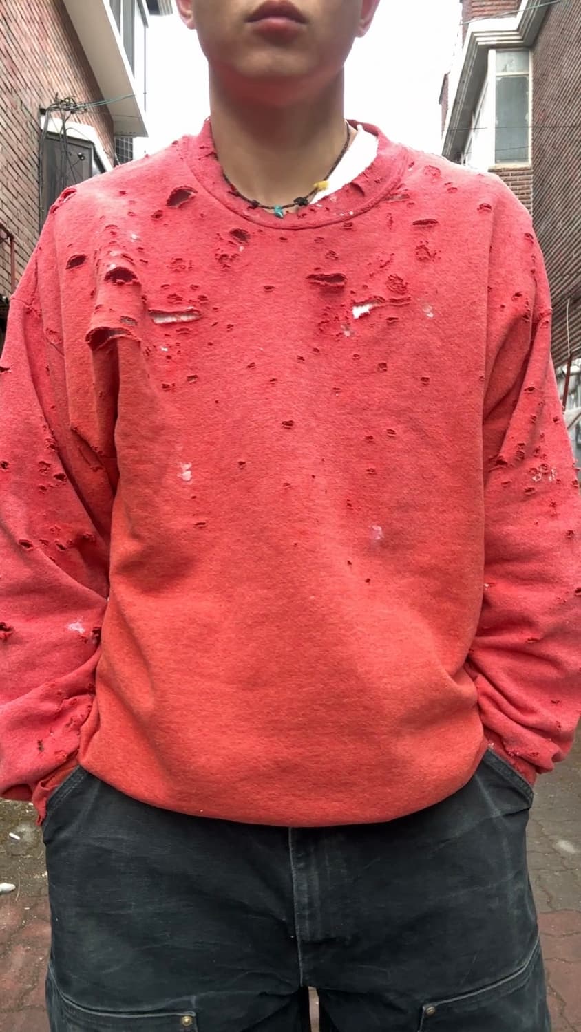 90s jerzees 디스트레스드, 페이딩 스웻셔츠 상품이미지2