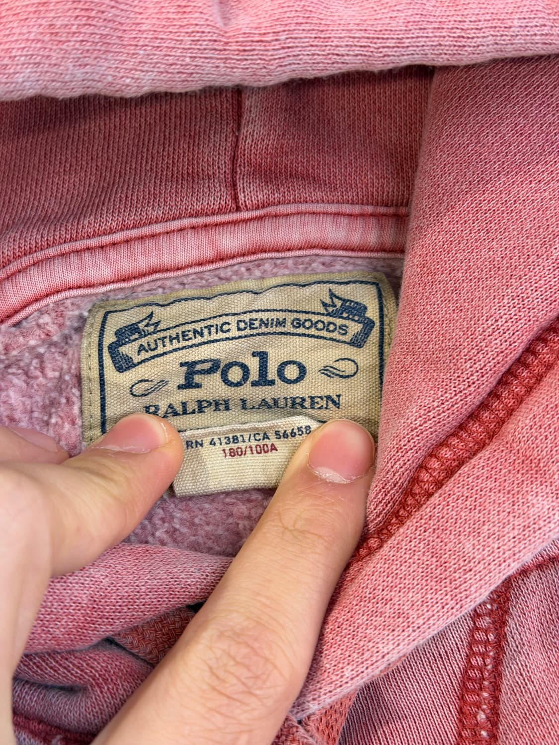폴로 랄프로렌 가먼트 피그먼트 워싱 후드티 핑크 상품이미지4
