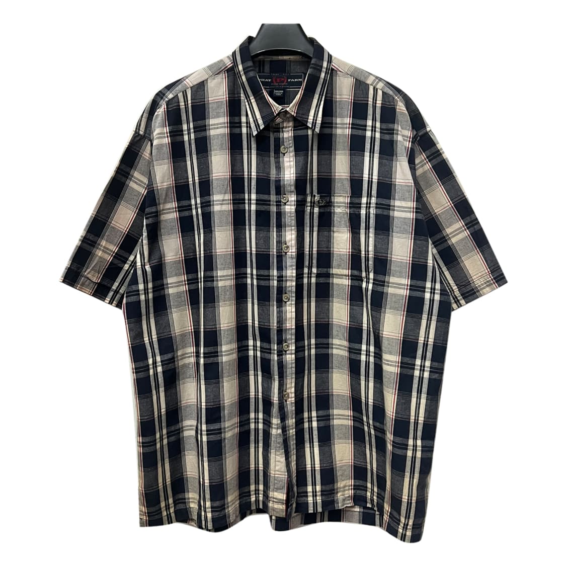 90s PHAT FARM 팻팜 체크 반팔 셔츠 남방 3XL 상품이미지1