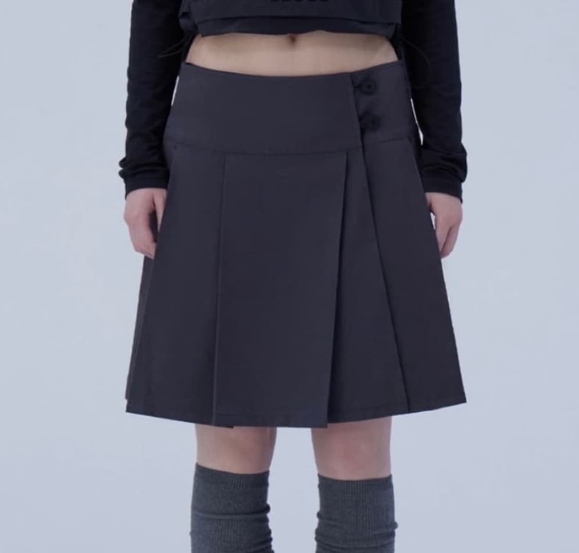 미세키서울 미디랩스커트 차콜 상품이미지1