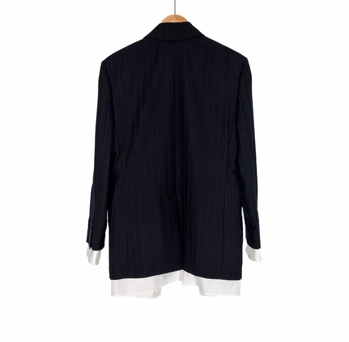 [36] 미우미우 자수 로고 싱글 스트라이프 레이어드 셔츠 블레이저 자켓 상품이미지2