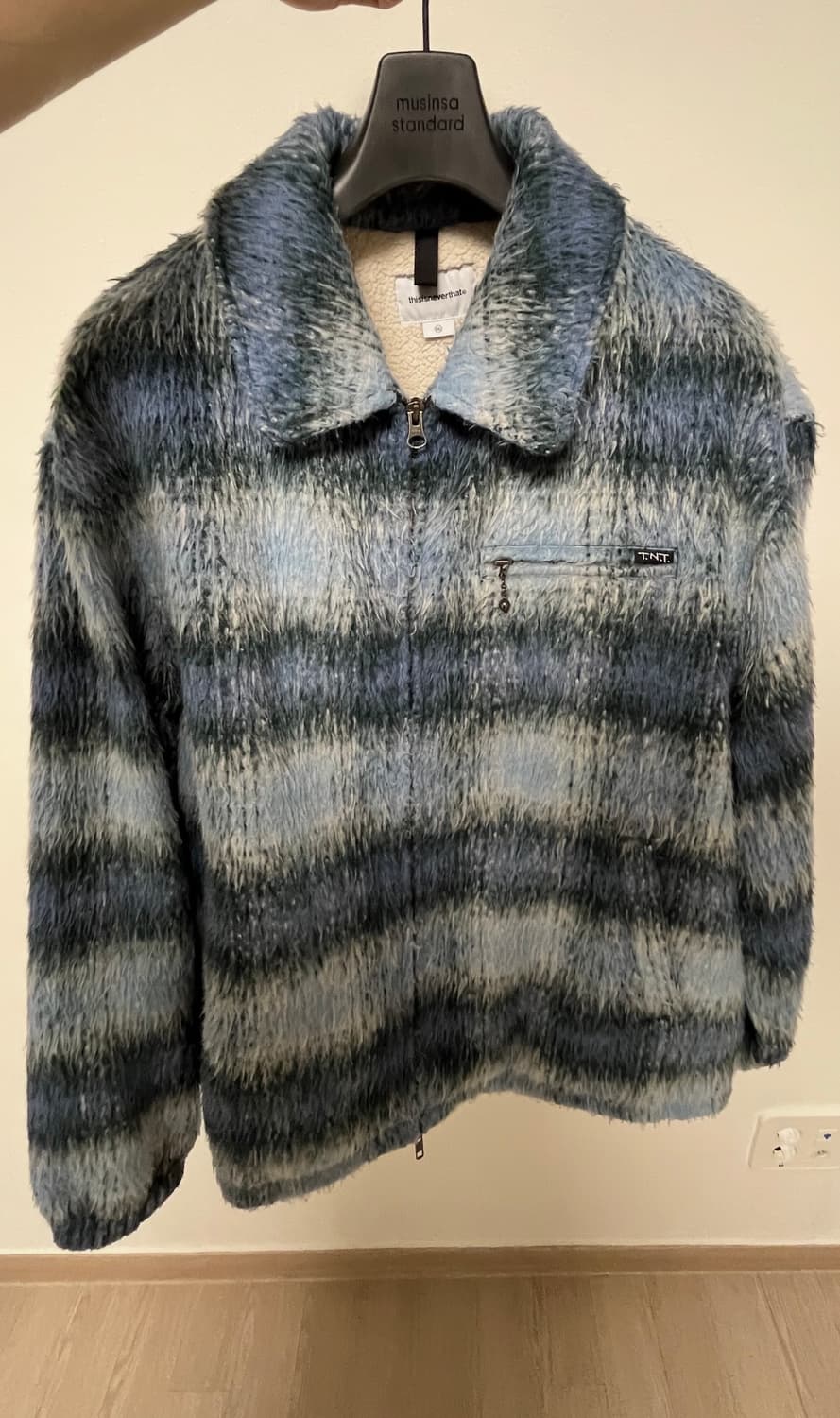 디스이즈네버댓 브러쉬드 체크 재킷 블루 XL 팝니다 상품이미지4