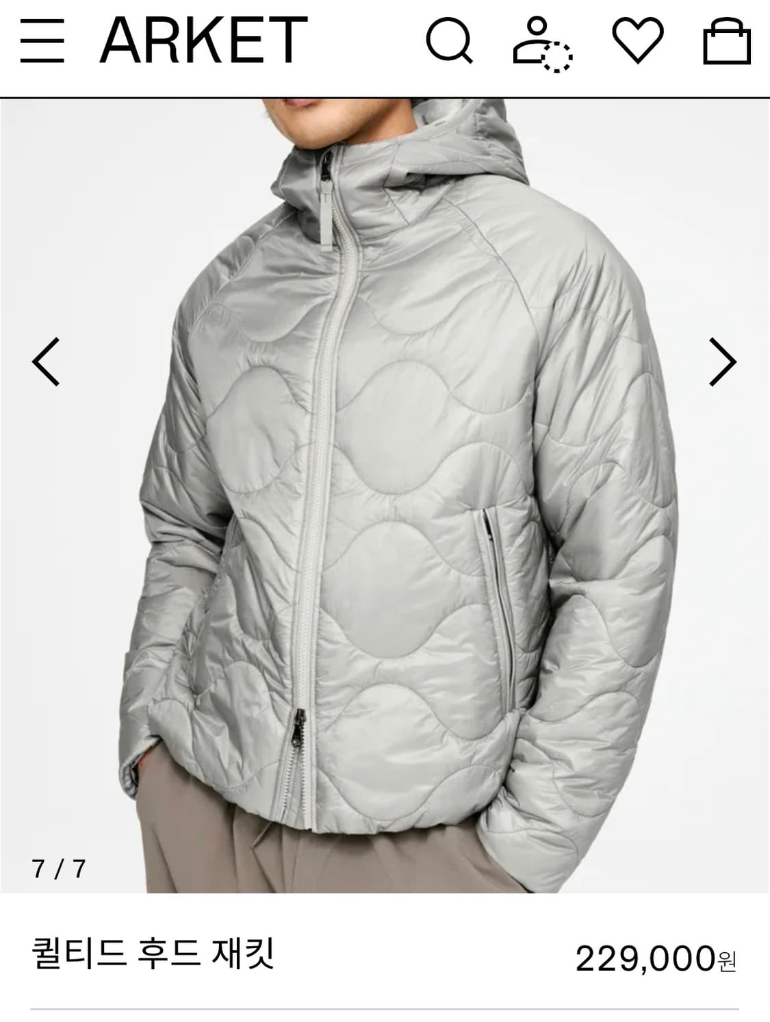 [M]아르켓 퀄티드 후드자켓 상품이미지2