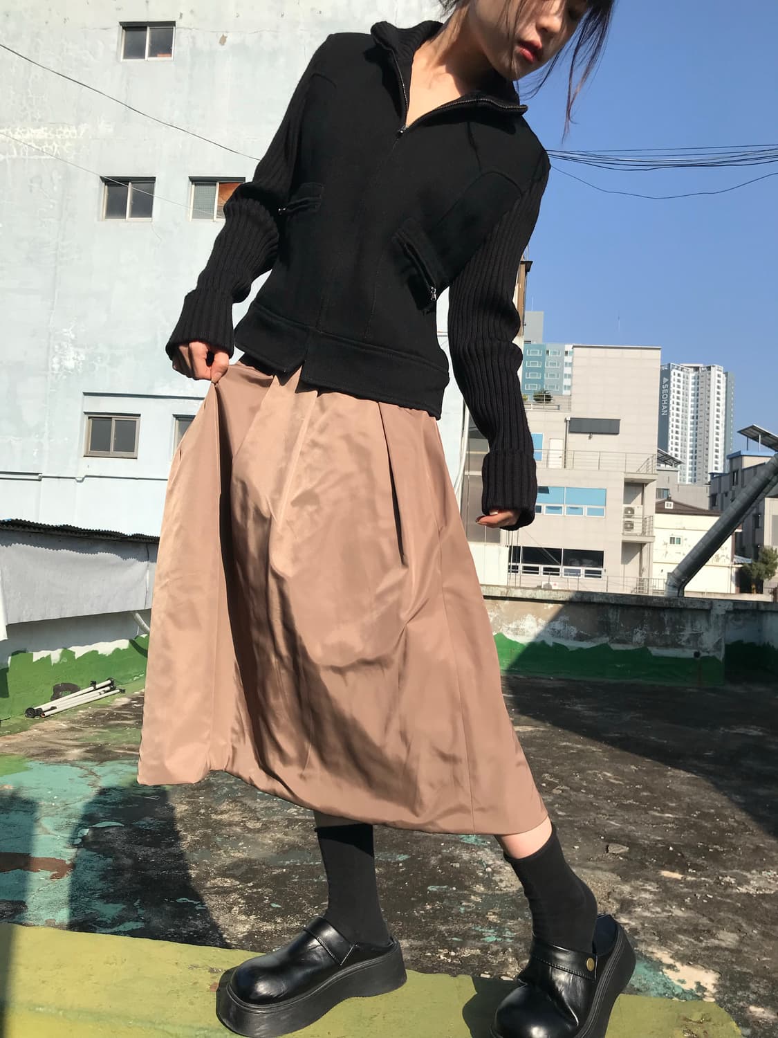 체크&브라운 리버시블 스커트 상품이미지3