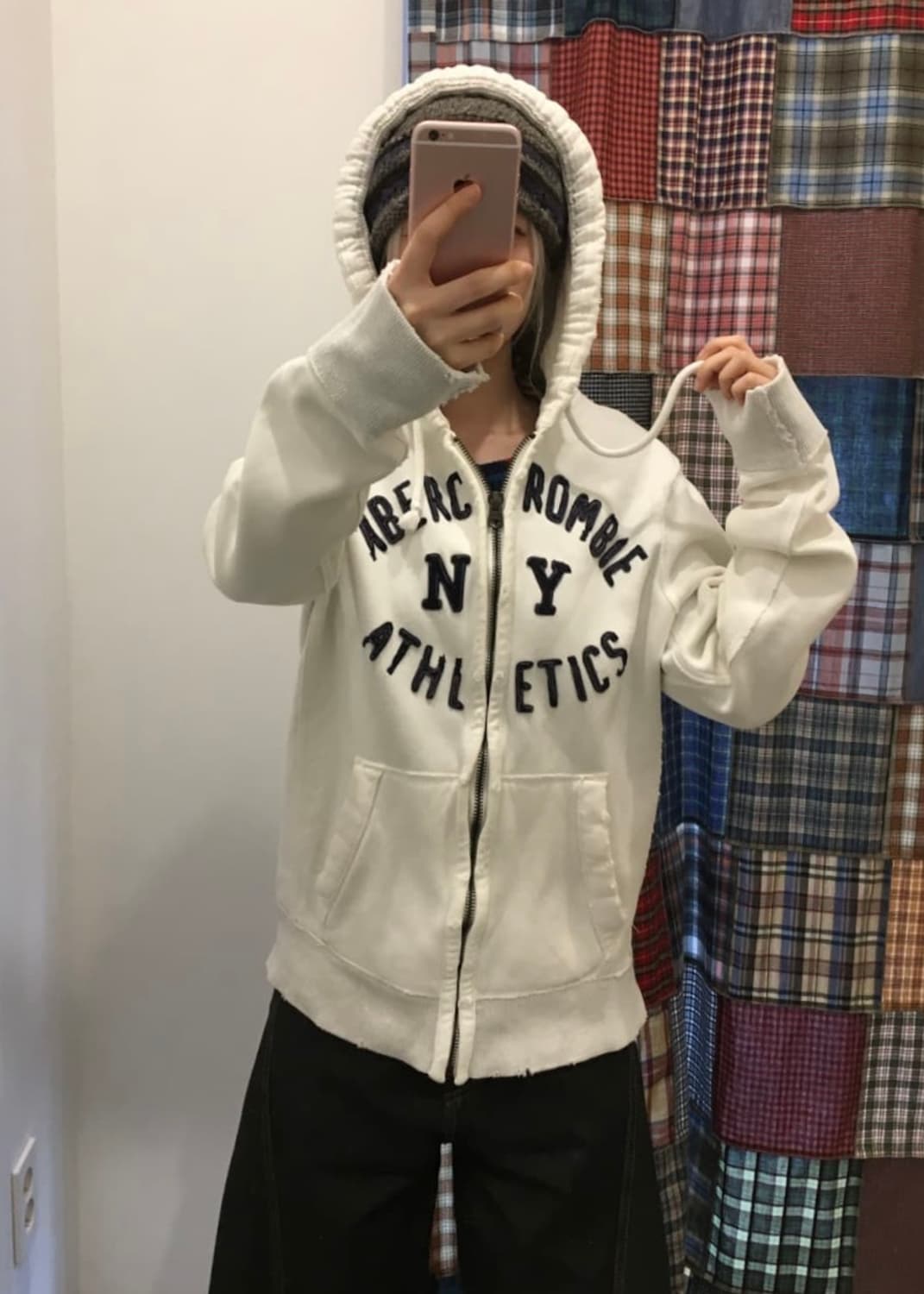아베크롬비 후드 후디 집업 스웻 화이트 흰색 L 양홍원 Y2K 빈티지 상품이미지2