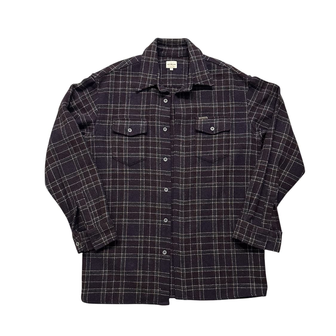 90s Italy 캘빈클라인 Calvin Klein 헤비 울 체크셔츠 상품이미지1