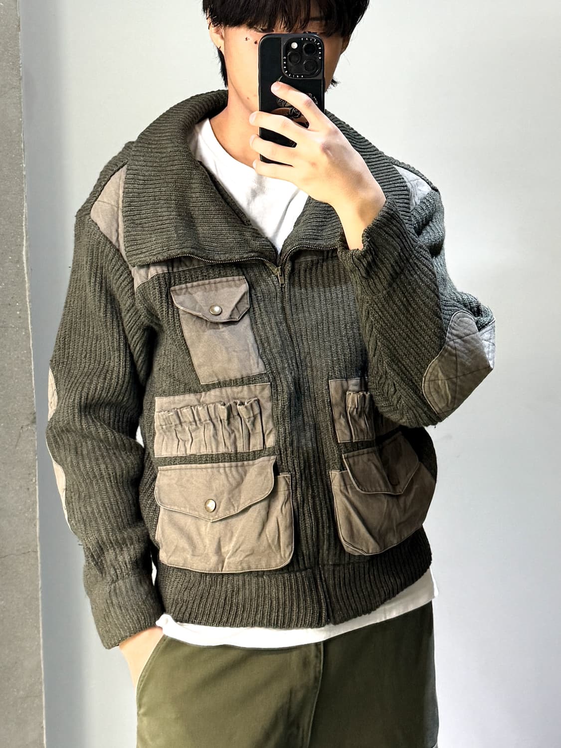 Jun Men 90‘s 헌팅 포켓 니트 집업 자켓 상품이미지2