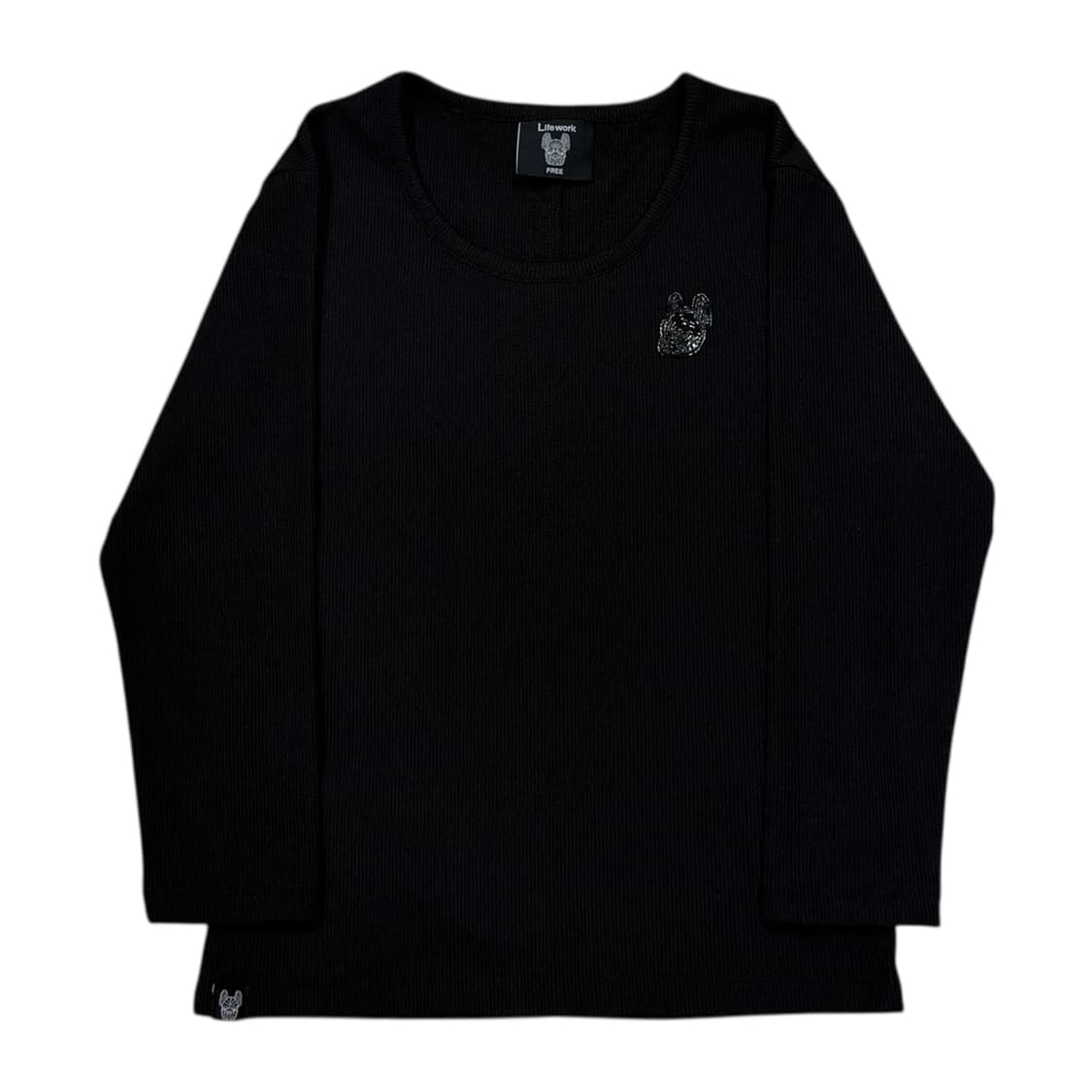 라이프워크 여성 골지 슬림핏 7부 티셔츠 블랙 상품이미지1