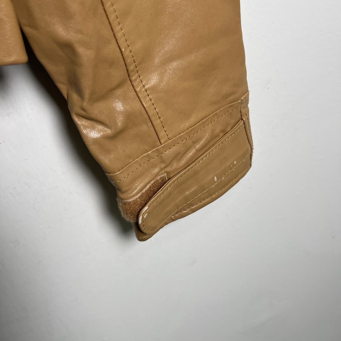 90's 아르마니 익스체인지 베이지 가죽 자켓 S 상품이미지9