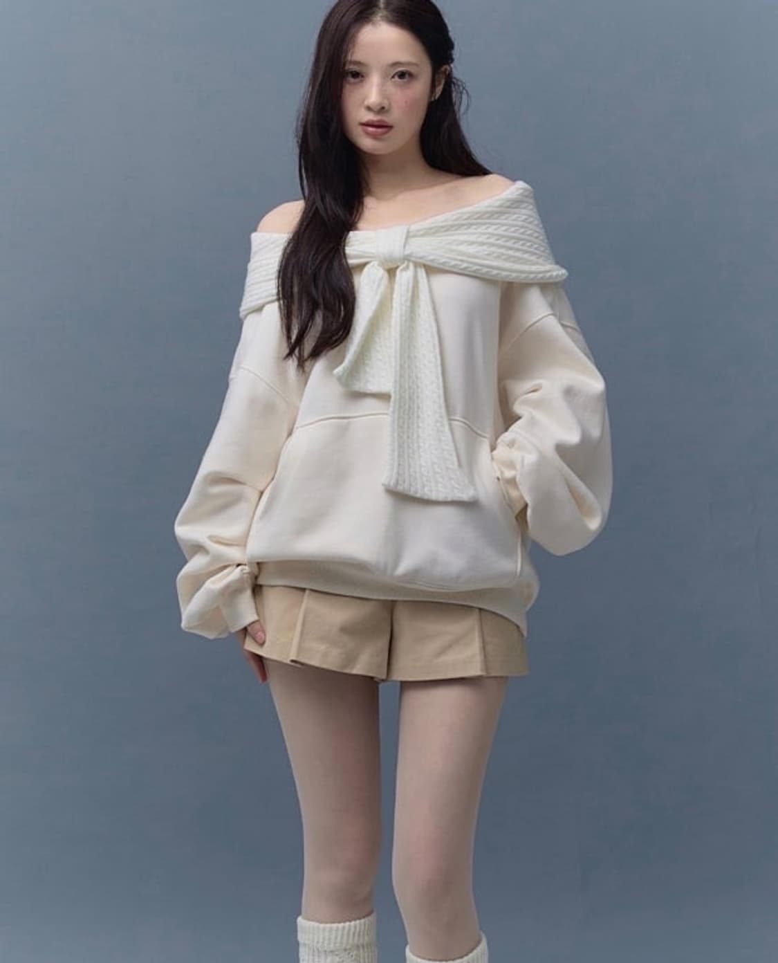 더티스 리본후드 아이보리 겨울 버전 상품이미지1