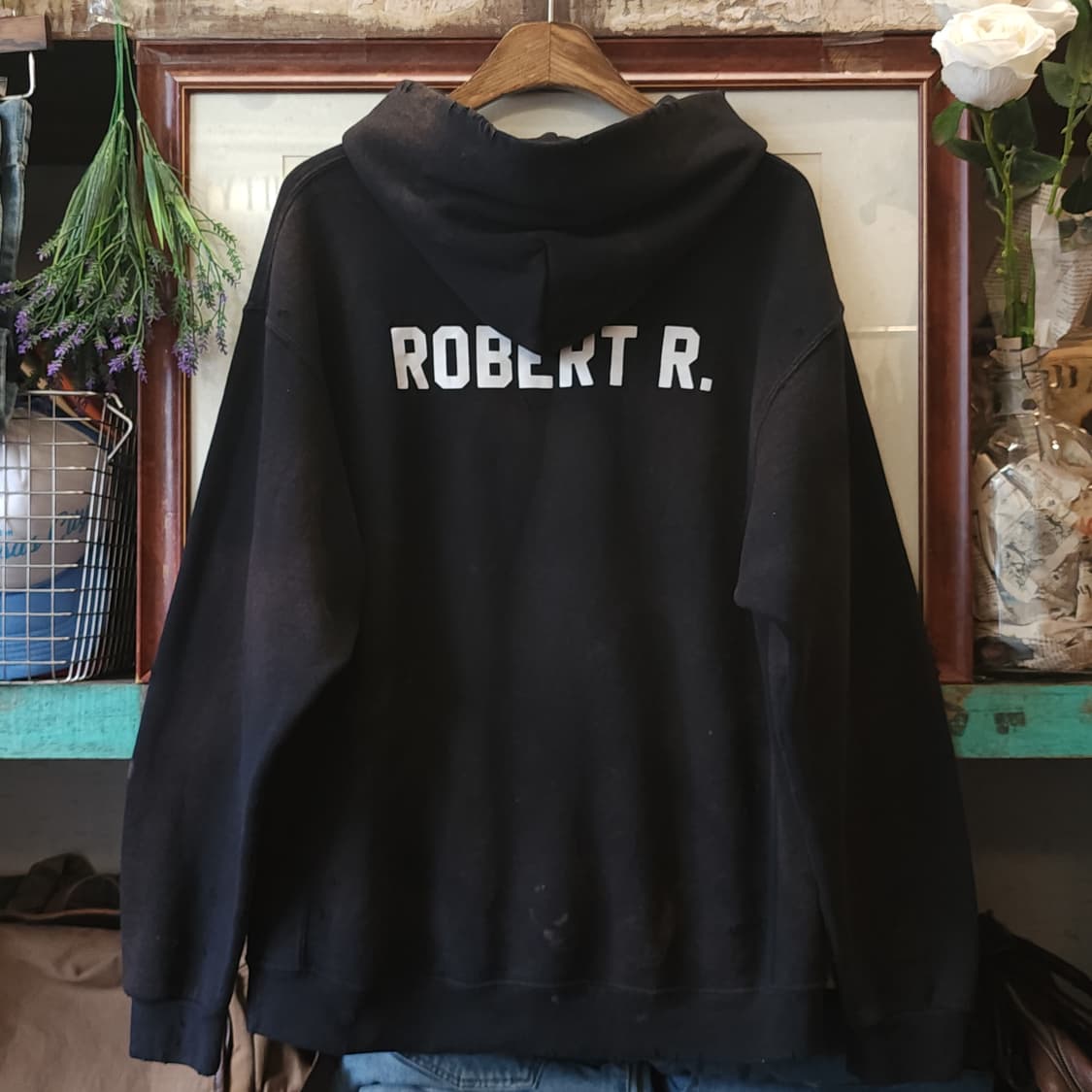 90s 러셀 후드 빈티지 스웻셔츠 러셀 썬페이딩 스노우보드 블랙 L 상품이미지3