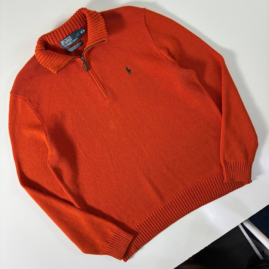 Polo 폴로 랄프로렌 코랄 오렌지 쿼터집업 니트 상품이미지2