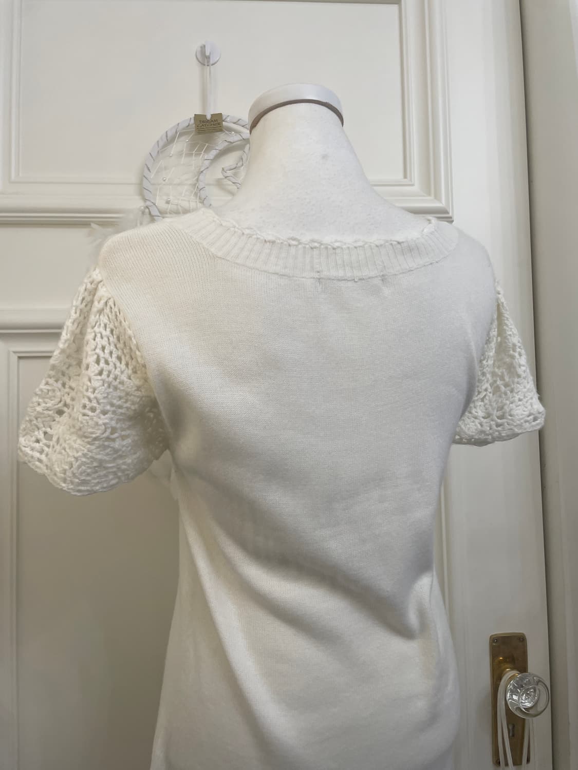 white sleeve crochet mori knit top 상품이미지4