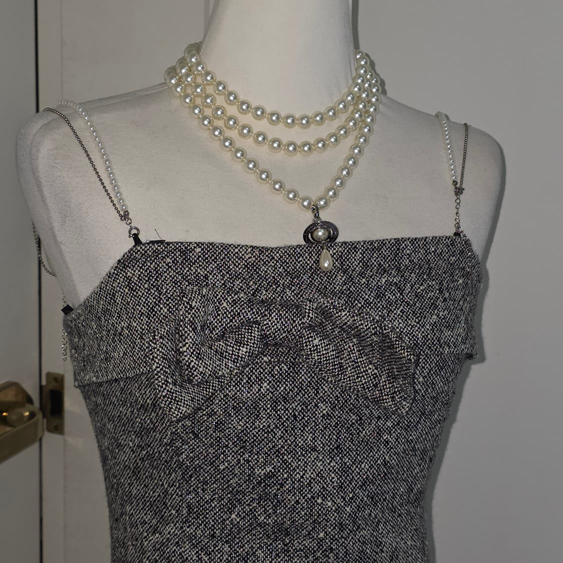 일본빈티지)트위드 로맨틱 히메라떼갸루st 고딕 진주앤틱 머메이드원피스 상품이미지2