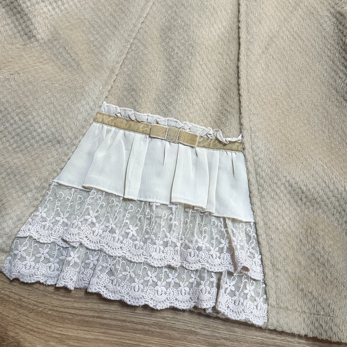 빈티지 엑시즈팜 라떼 리본 코트 히메갸루 로걀 히메카지 브라운 케이프 상품이미지3