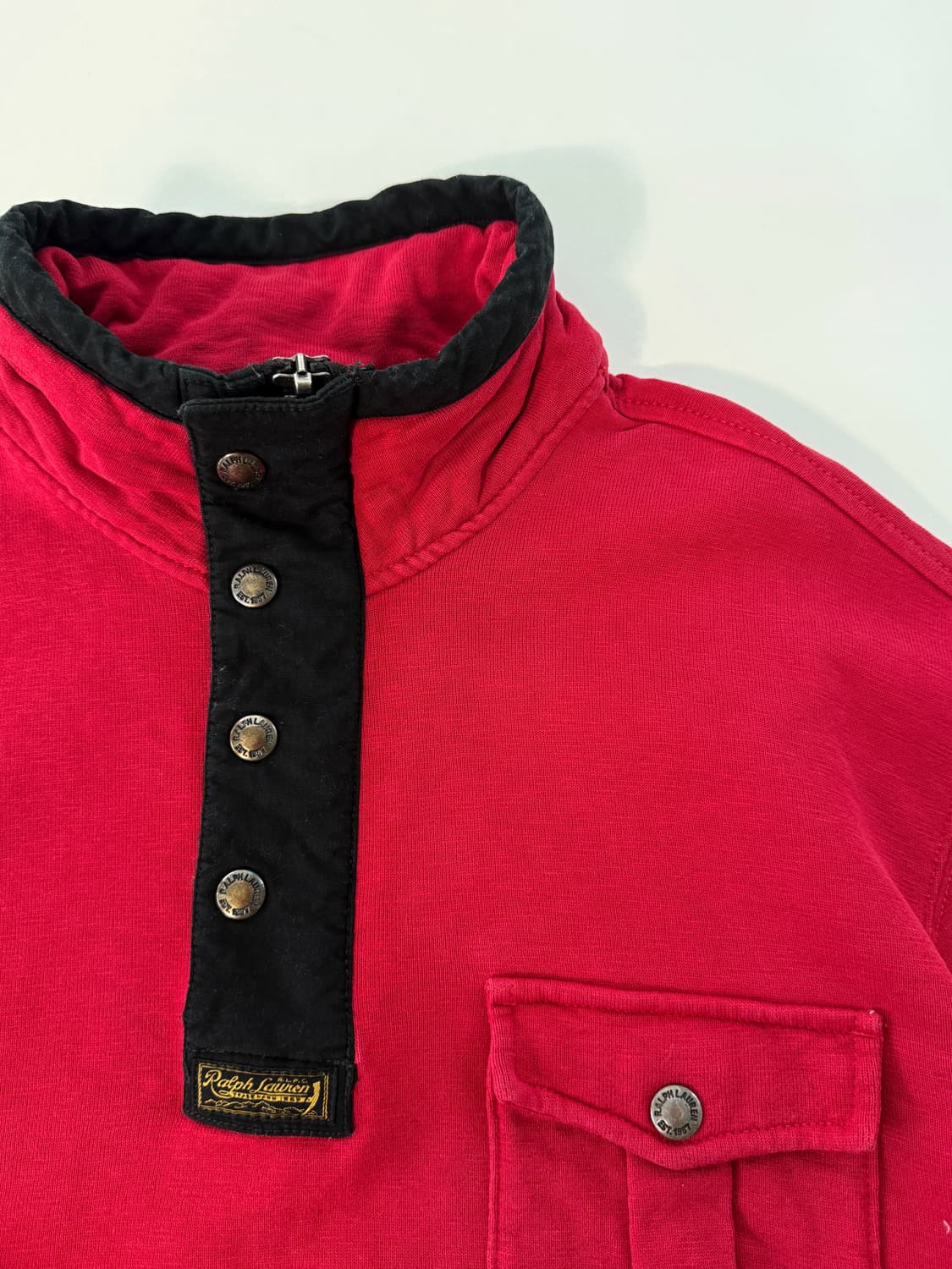 폴로 랄프로렌 루즈핏 레드 스냅하프집 스웻셔츠 상품이미지3