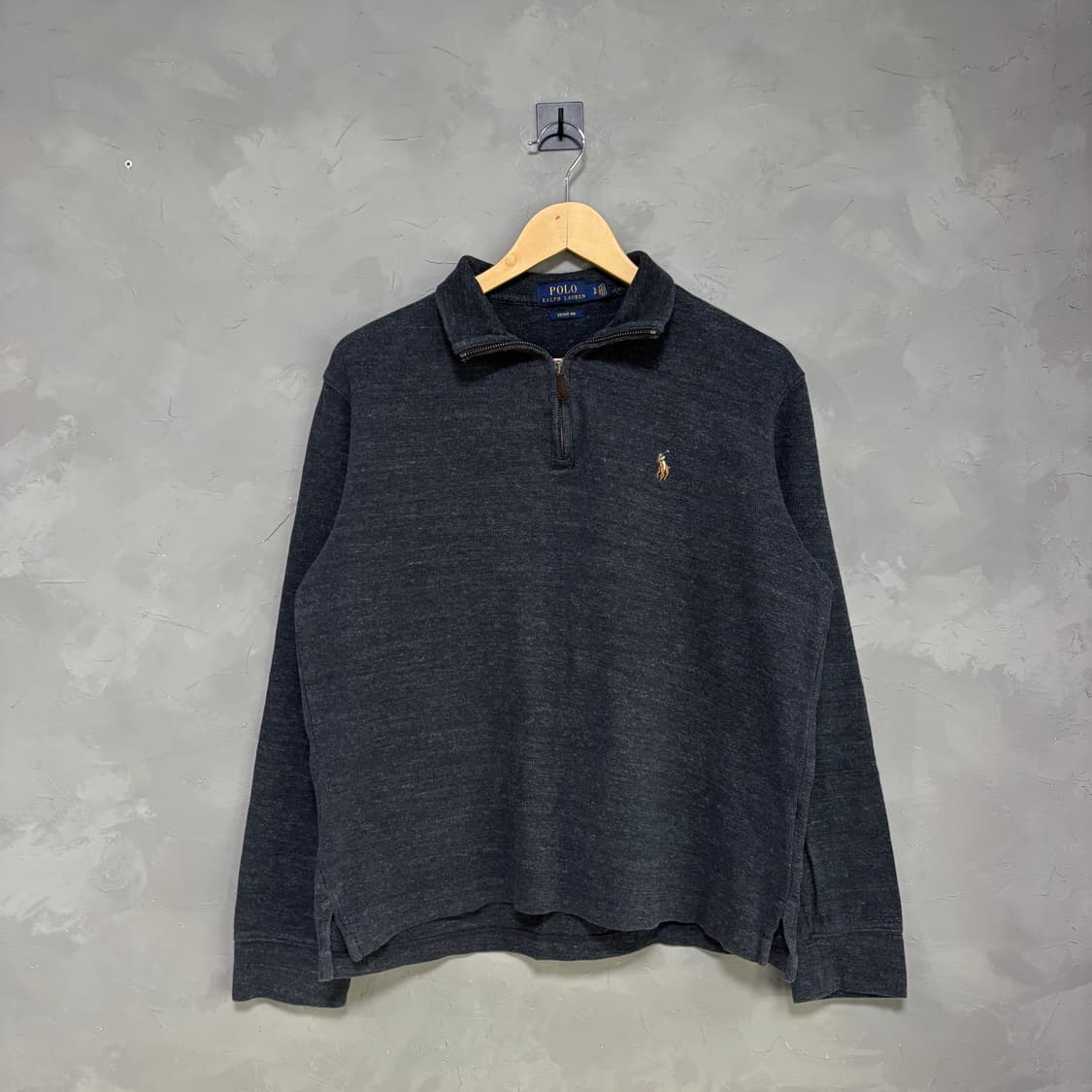 폴로 랄프로렌 신형 반집업 니트 헤더블랙 상품이미지1