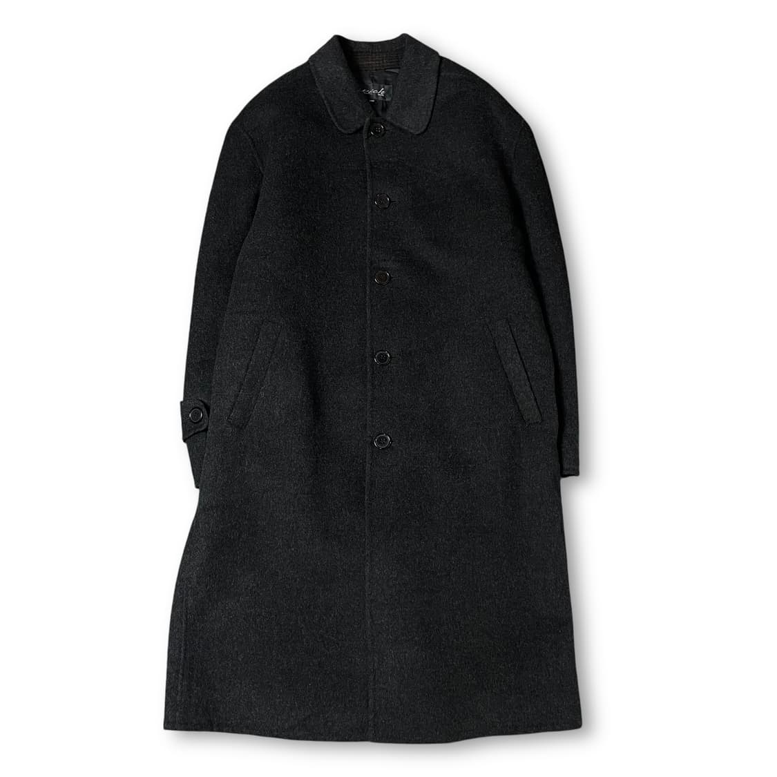 리치 차콜 울 싱글 롱 코트 100 상품이미지1