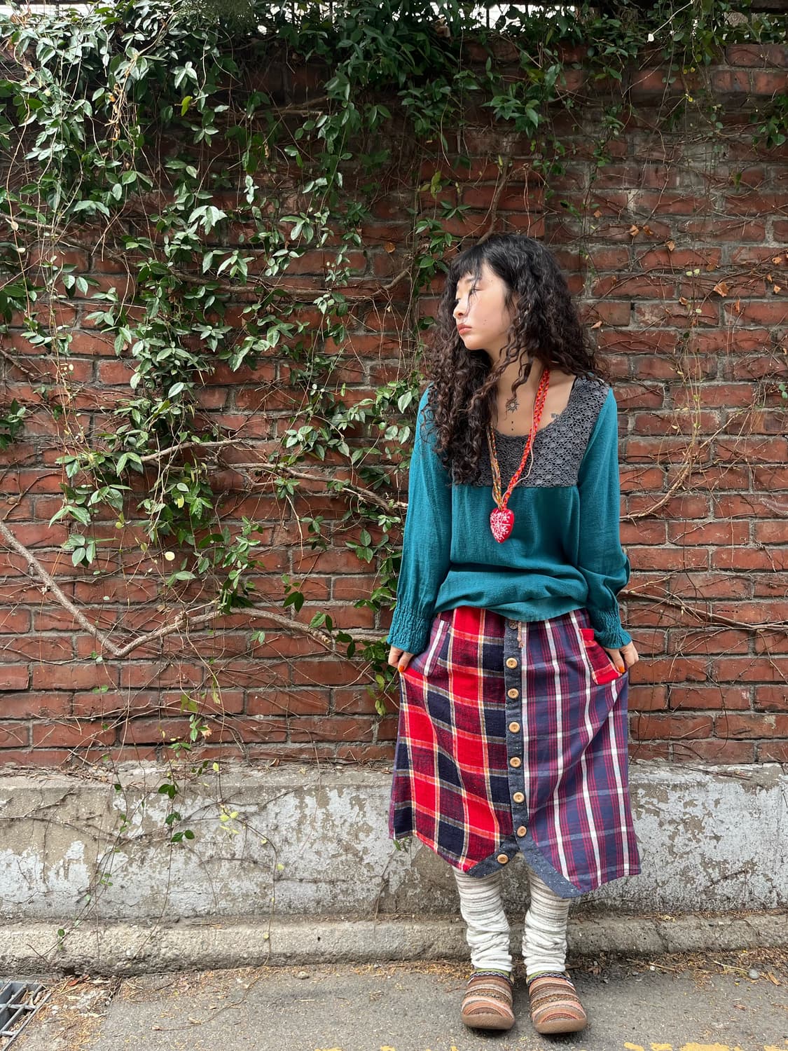 일본 빈티지 체크 패턴 스커트 상품이미지1