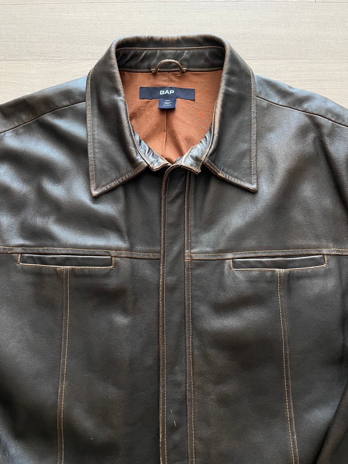 90s 올드갭 레더 자켓 gap 브라운 상품이미지5
