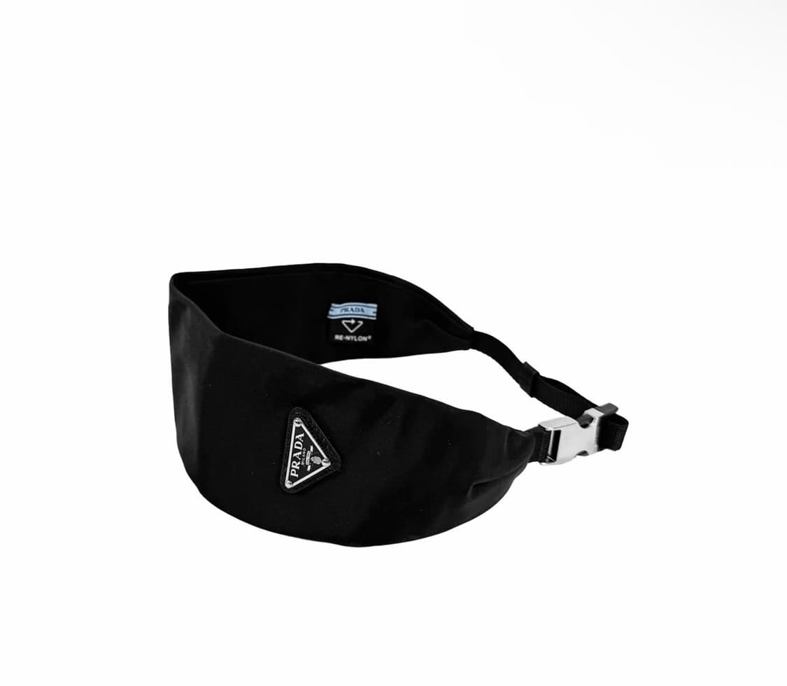 프라다 여성 리나일론 삼각로고 버클 헤어밴드 머리띠 블랙 1IE020 상품이미지2